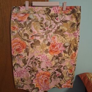Sunny Leigh Floral Print Women's Midi Skirt With Ruffle Hem Size 16